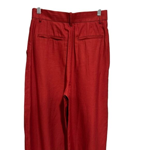 Banana Republic Cherry Red Lena Wide-leg Linen-blend Pant Trousers - Picture 5 of 13